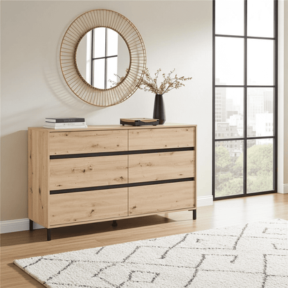 Zavaro Oak Effect Wide Chest Of Drawers